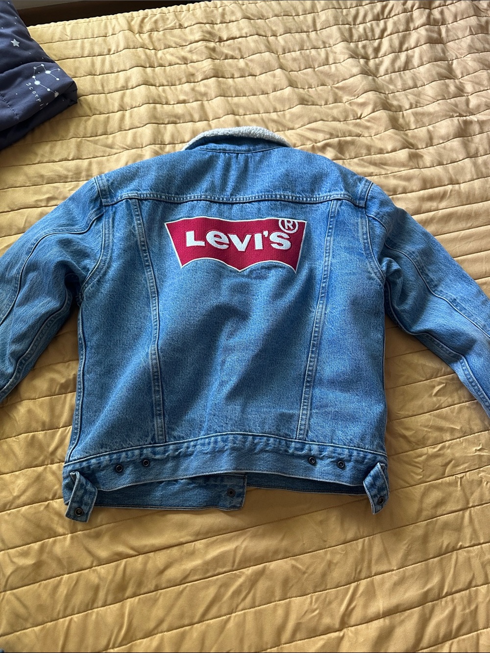 Levi's Light Blue Denim Sherpa Jacket with Cream Collar